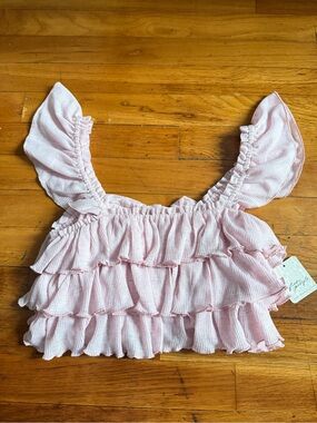 XS Free People Cropped Ruffled Mila Top